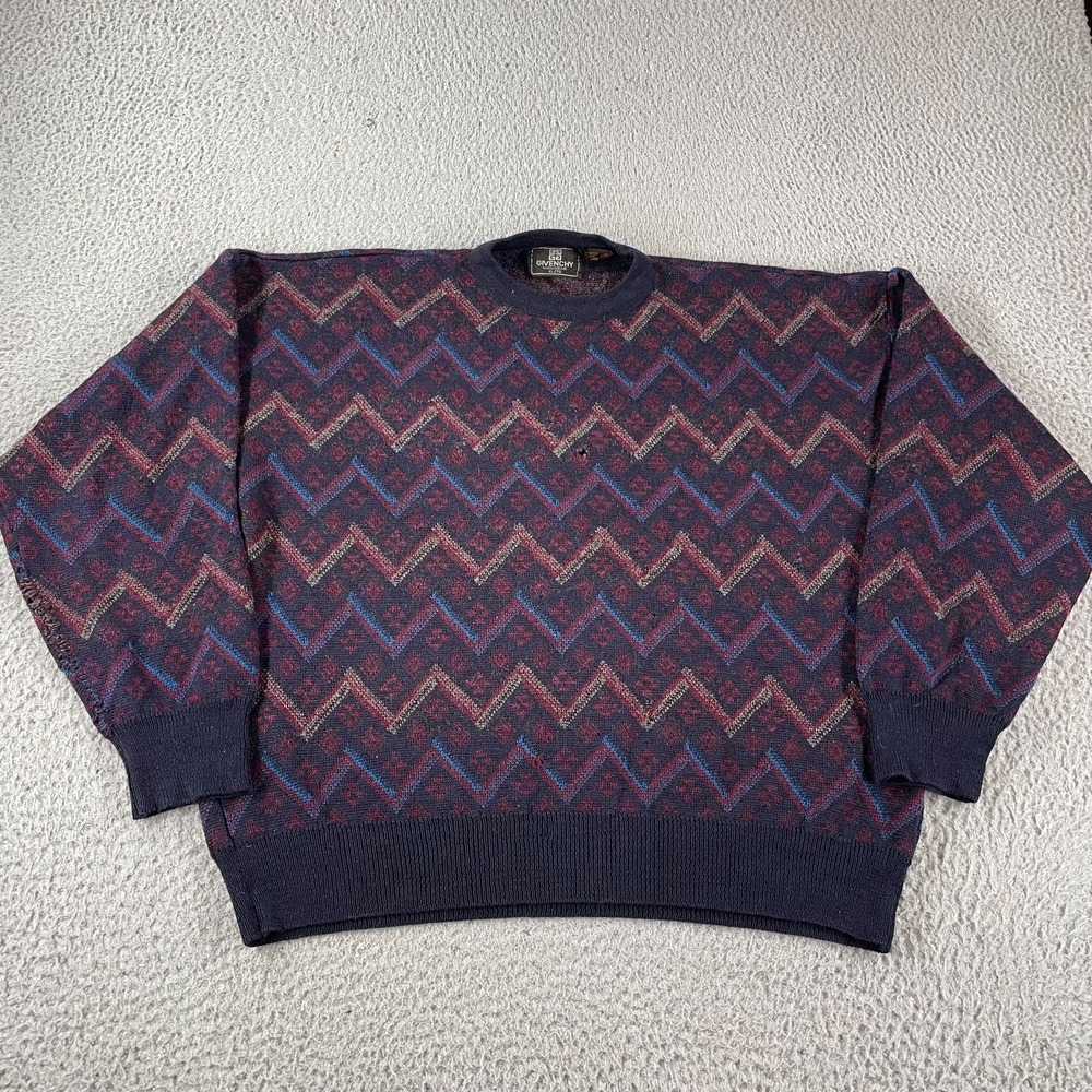 Vintage Givenchy Monsieur‎ Knit Sweater Size XL Wool Acrylic 80s 90s *Holes
